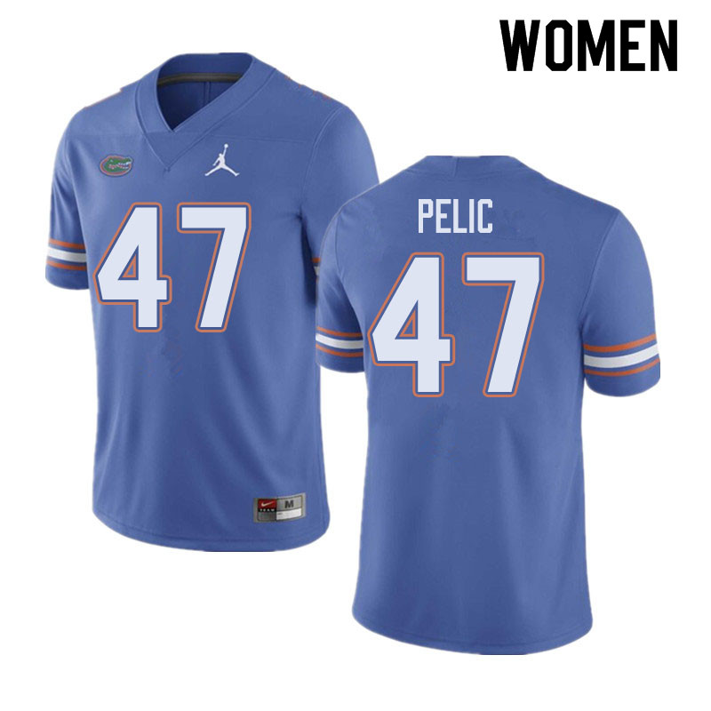 Jordan Brand Women #47 Justin Pelic Florida Gators College Football Jerseys Sale-Blue